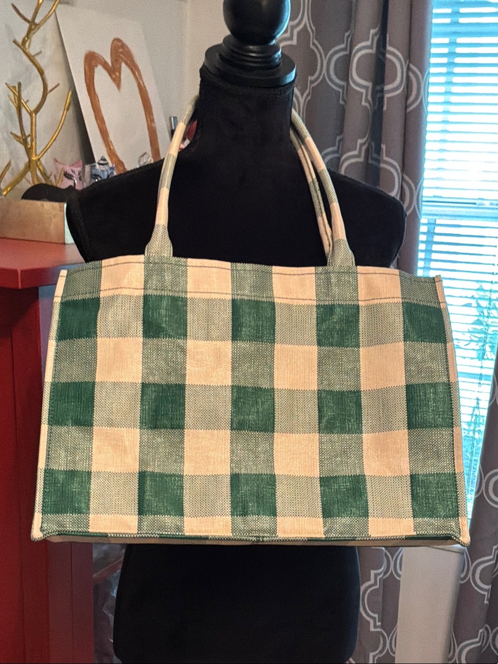 J.Crew Woven Gingham Tote